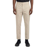 Beige Flat Front Trousers 1