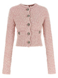 Pink Cropped Tweed Cardigan 1