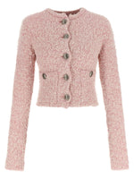 Pink Cropped Tweed Cardigan 1