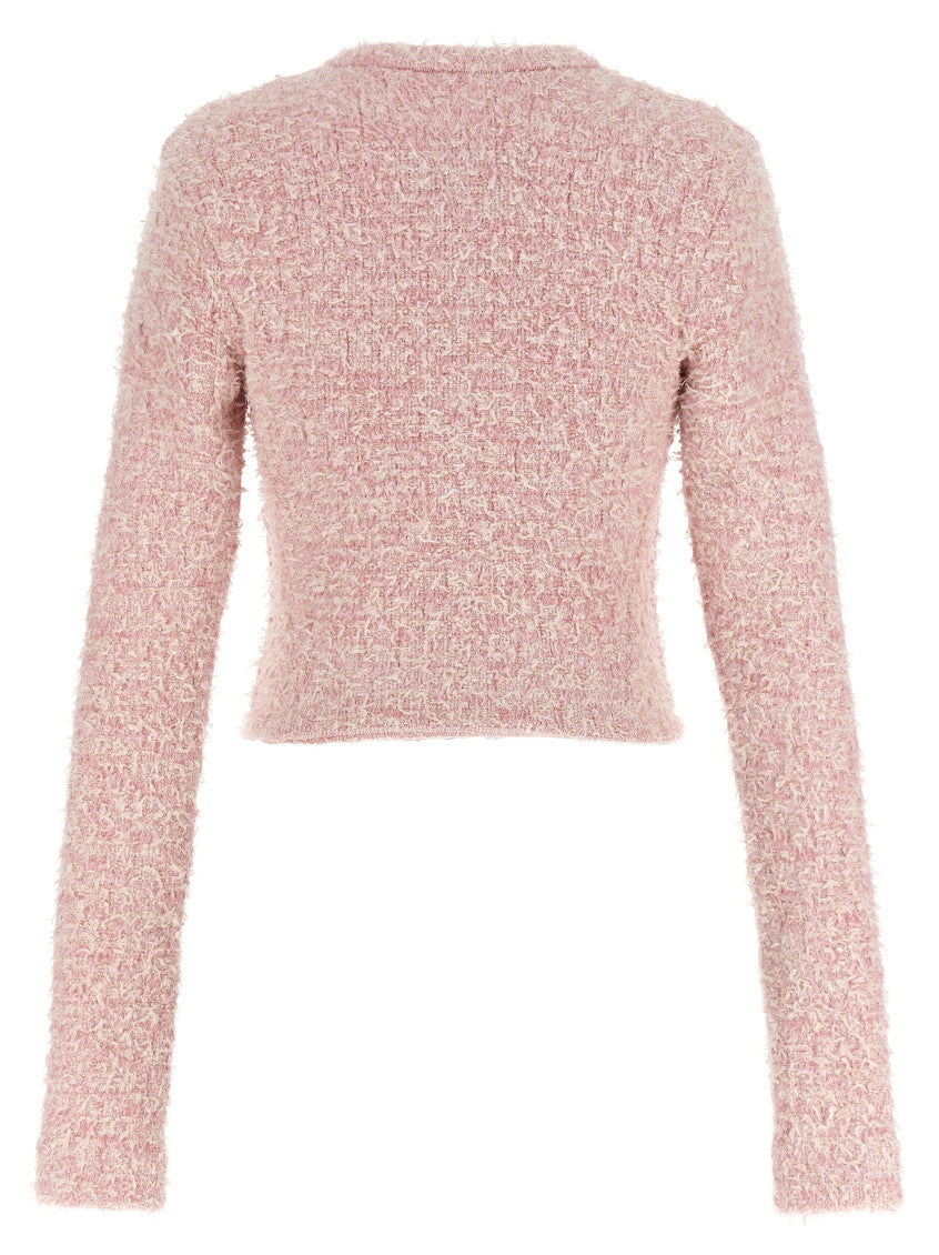 Pink Cropped Tweed Cardigan 2