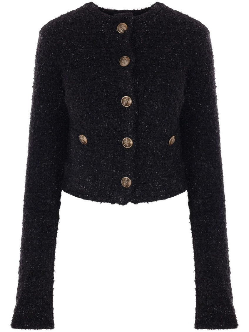Black Cropped tweed cardigan 1