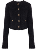Black Cropped tweed cardigan 1