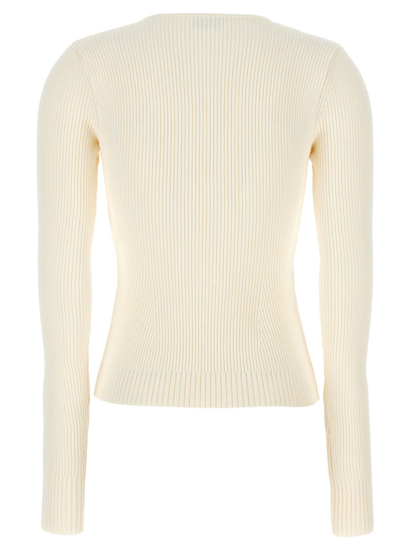 White Round Neckline Sweater 2