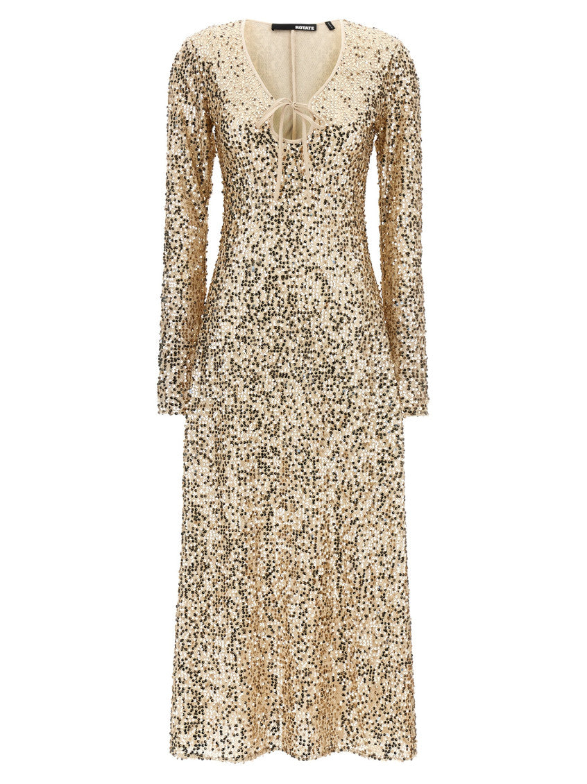 Gold 'Net Sequins Midi' dress 1