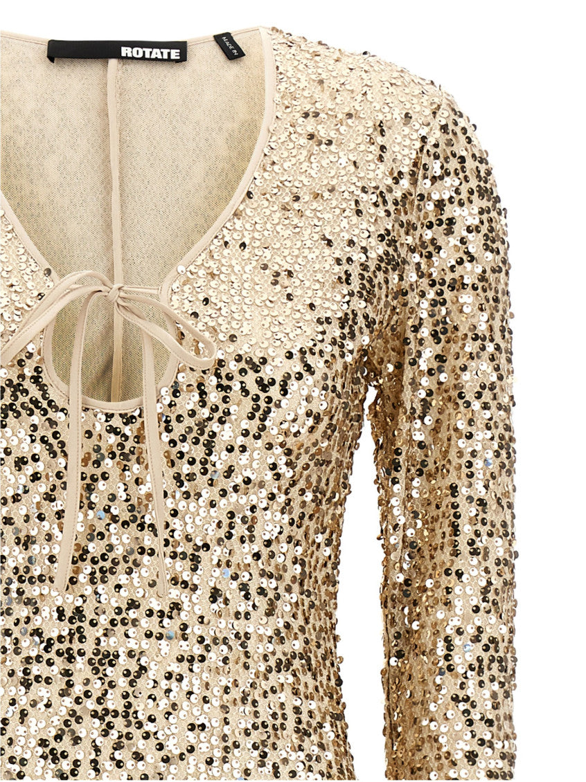 Gold 'Net Sequins Midi' dress 3