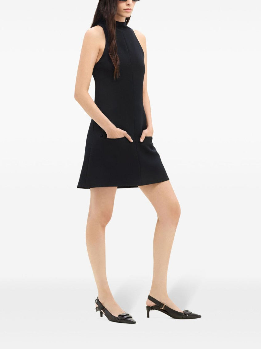 Black Sleeveless Twill A-line Dress 3