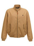 Beige Logo embroidery bomber jacket 1