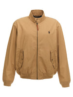 Beige Logo embroidery bomber jacket 1