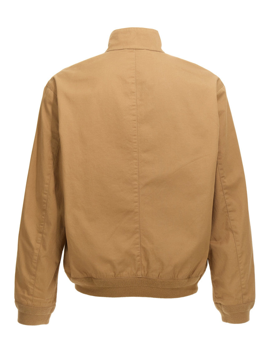 Beige Logo embroidery bomber jacket 2