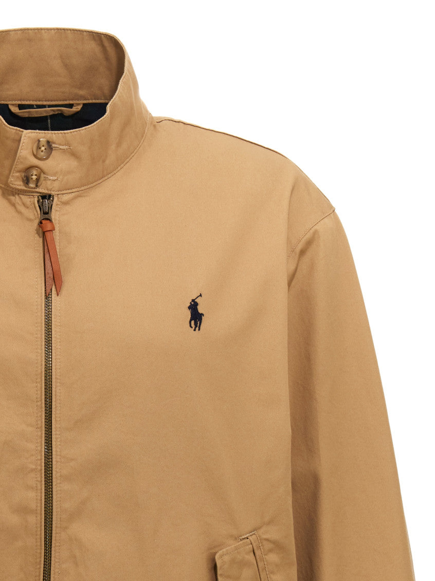 Beige Logo embroidery bomber jacket 3