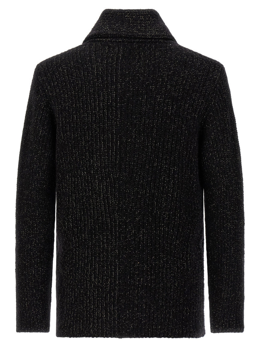 Black Double-breasted cardigan 2