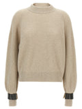 Beige Monile cuffs sweater 1