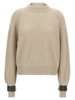 Beige Monile cuffs sweater 1