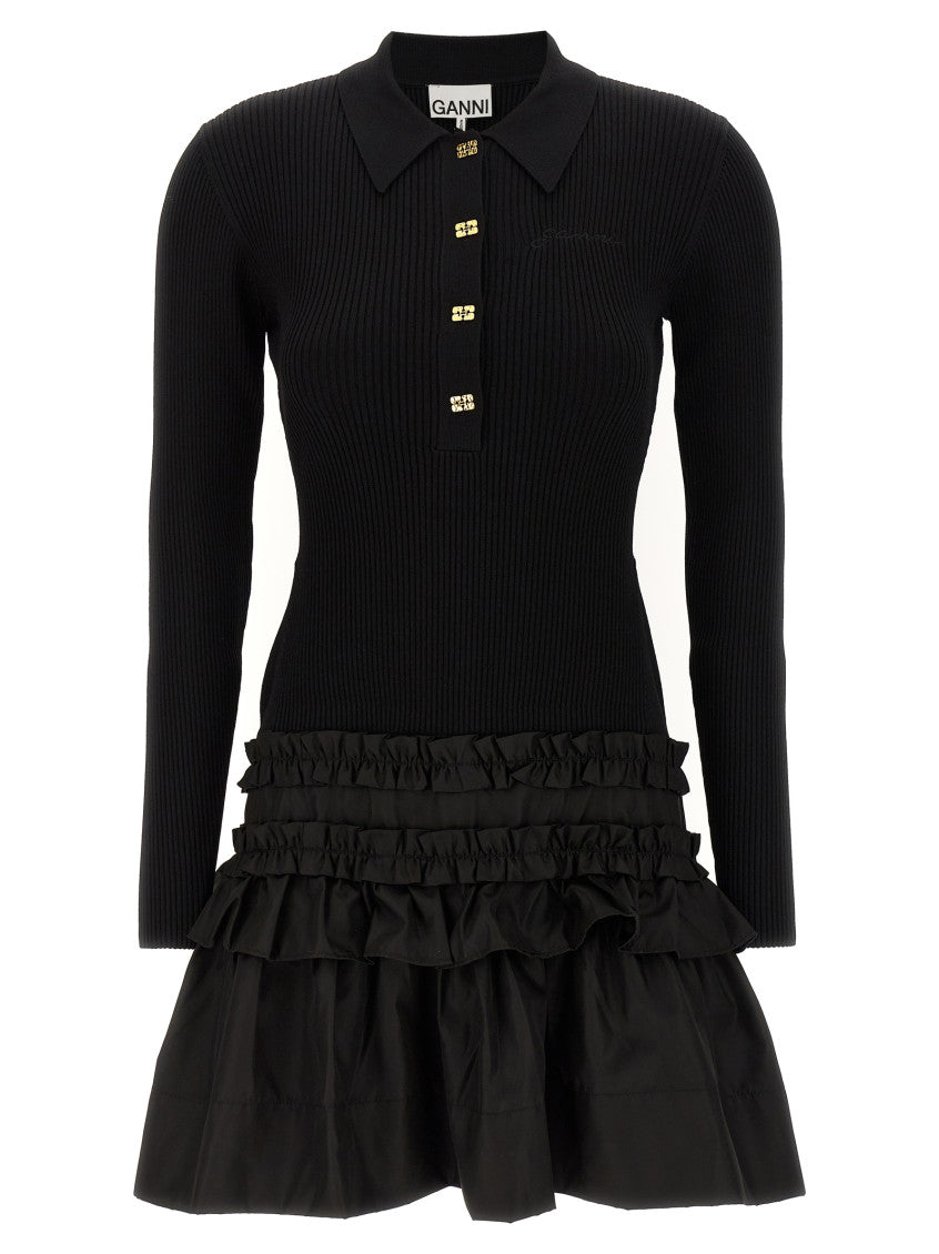 Black 'Melange Rib Knit Mini' dress 1
