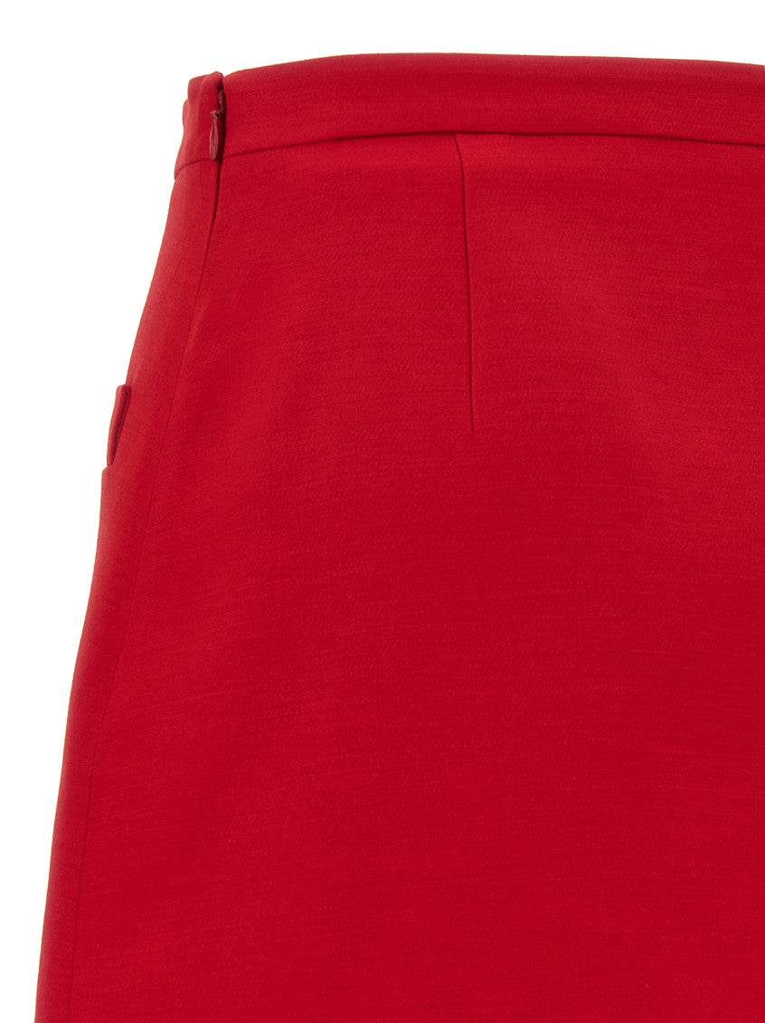Red Crepe Couture Skirt 4
