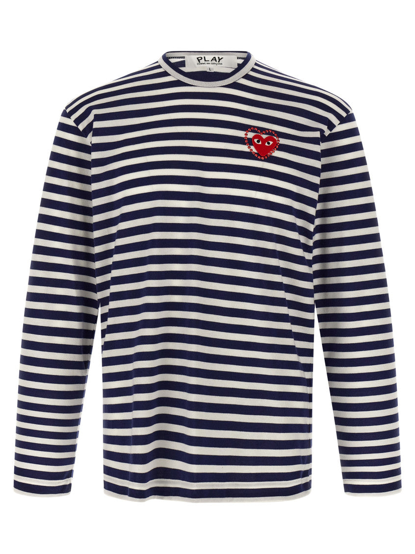 Blue/White Logo Patch Stripes T-shirt 1