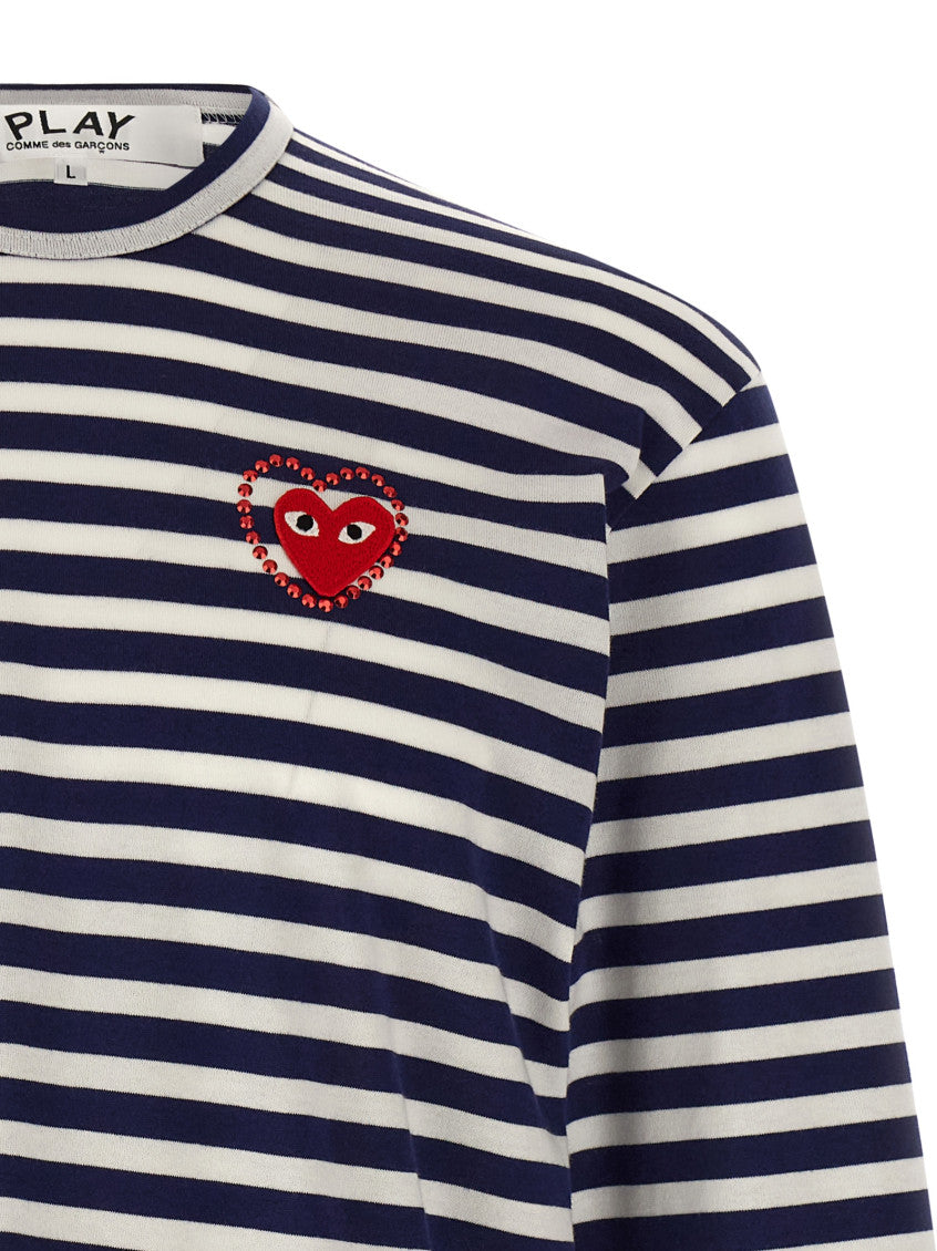 Blue/White Logo Patch Stripes T-shirt 3