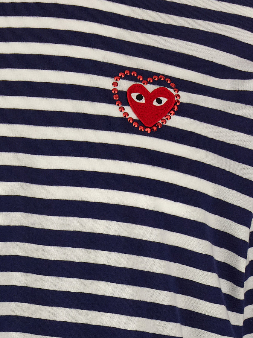 Blue/White Logo Patch Stripes T-shirt 4
