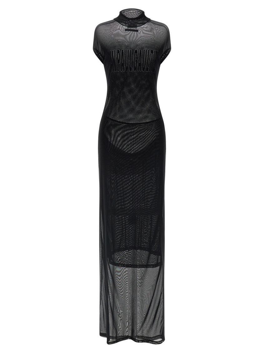 Black Flocked dress 1