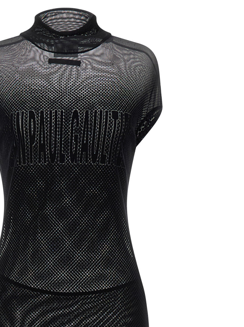 Black Flocked dress 3