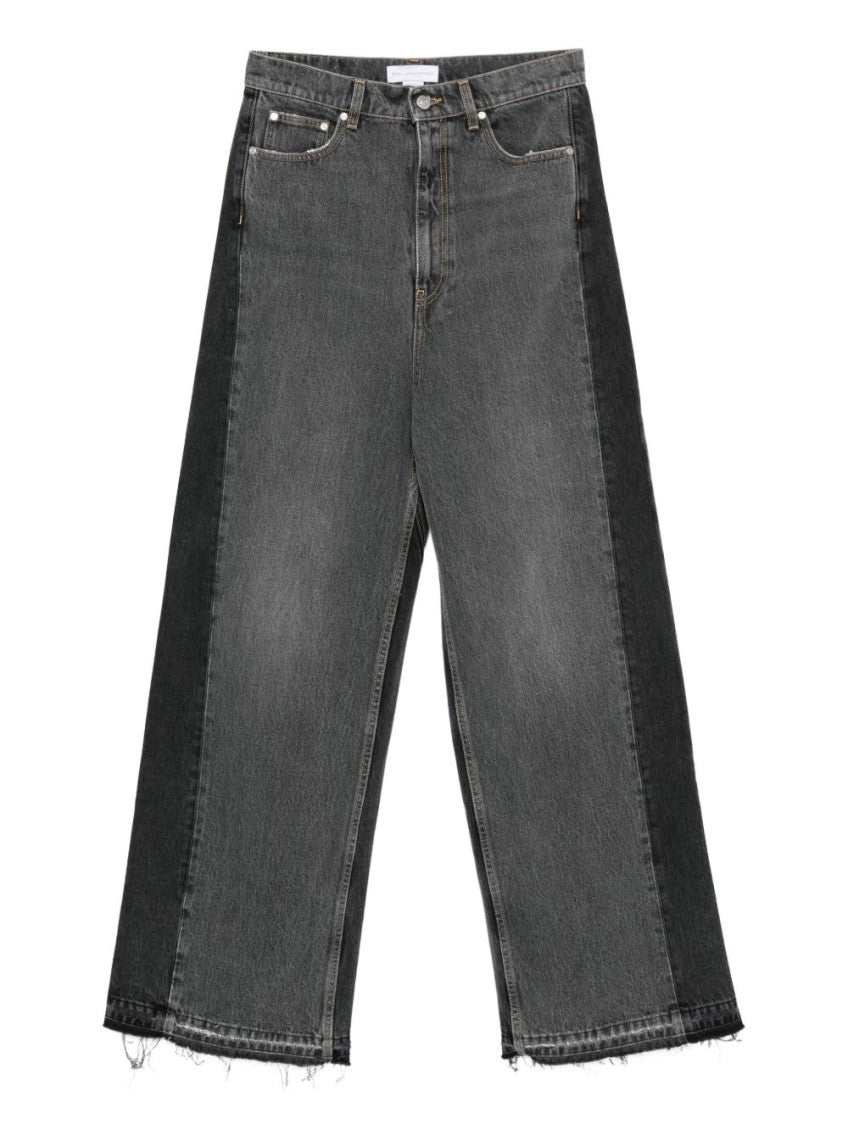 Black Cotton Blend Wide-leg Trousers 1