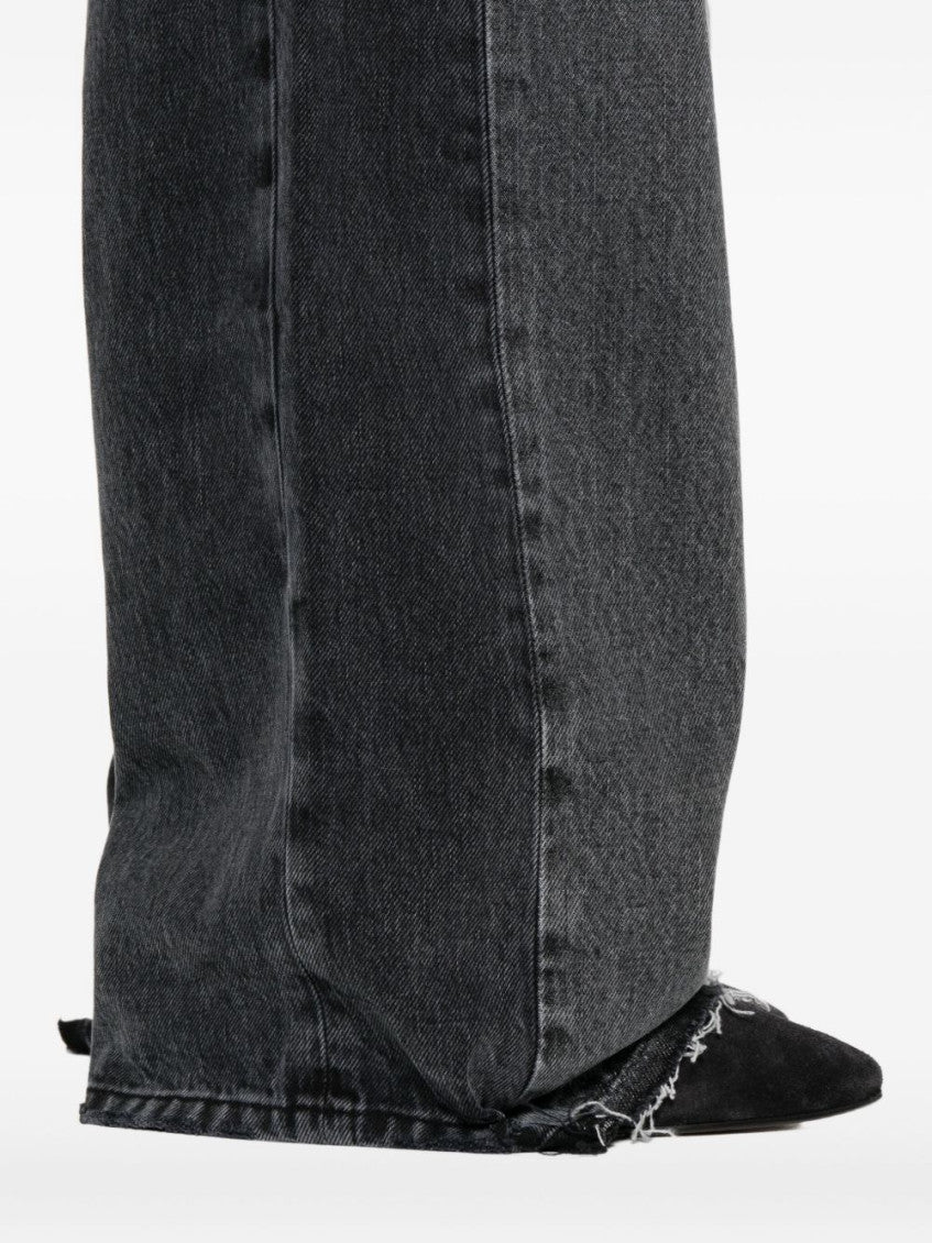 Black Cotton Blend Wide-leg Trousers 3