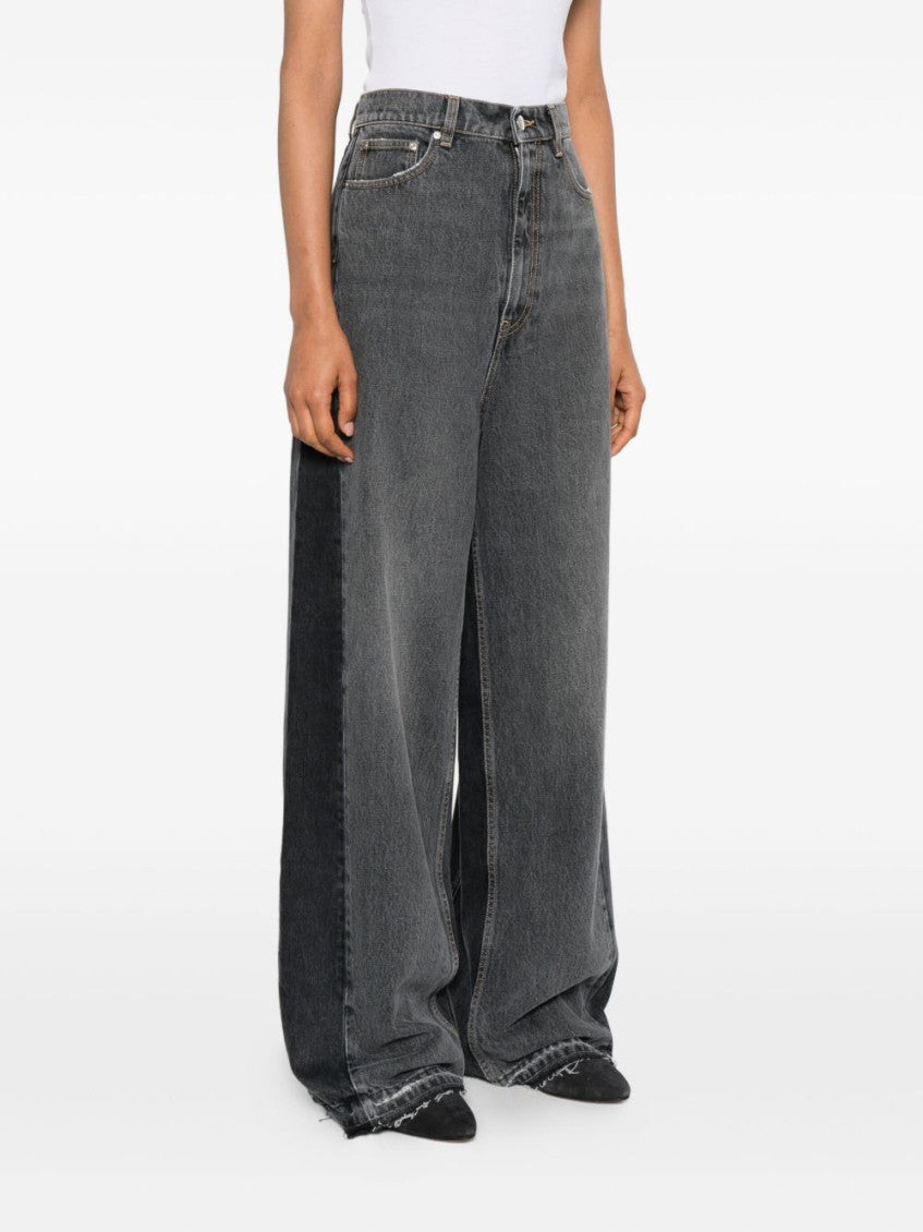 Black Cotton Blend Wide-leg Trousers 5