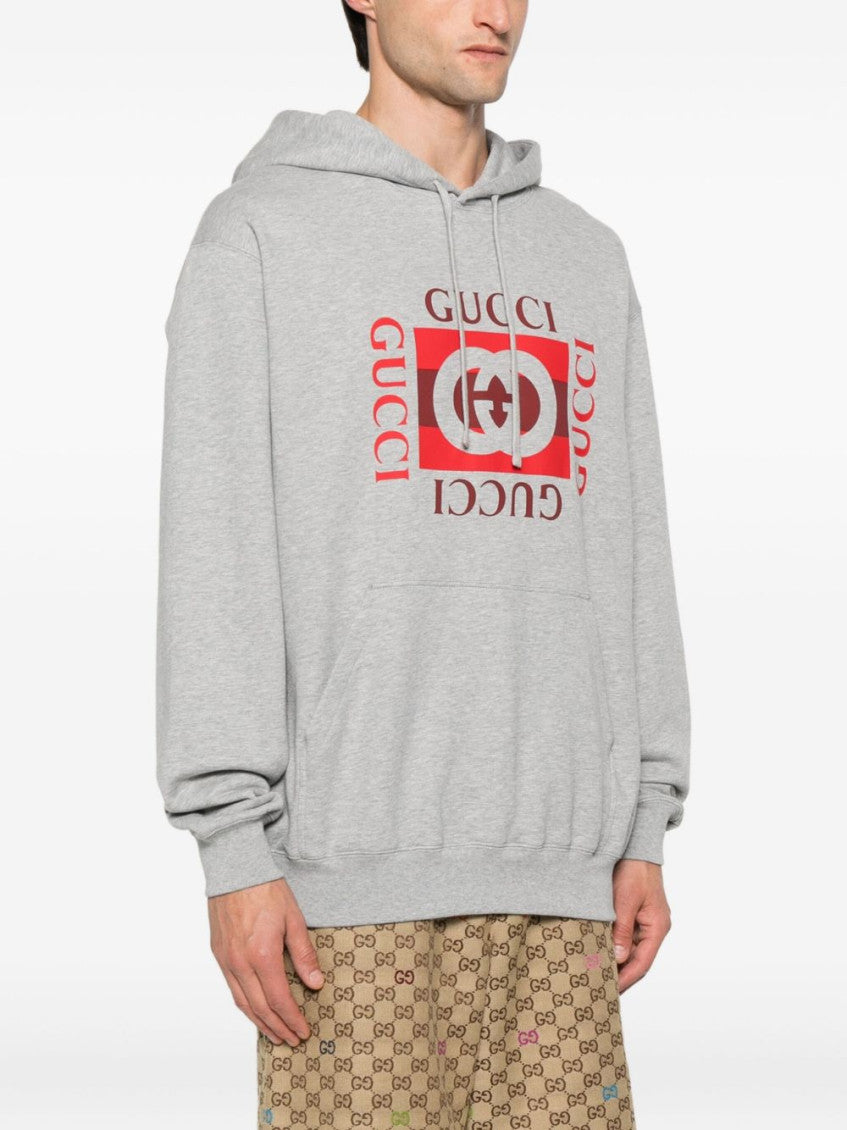 Grey Logo cotton hoodie 2