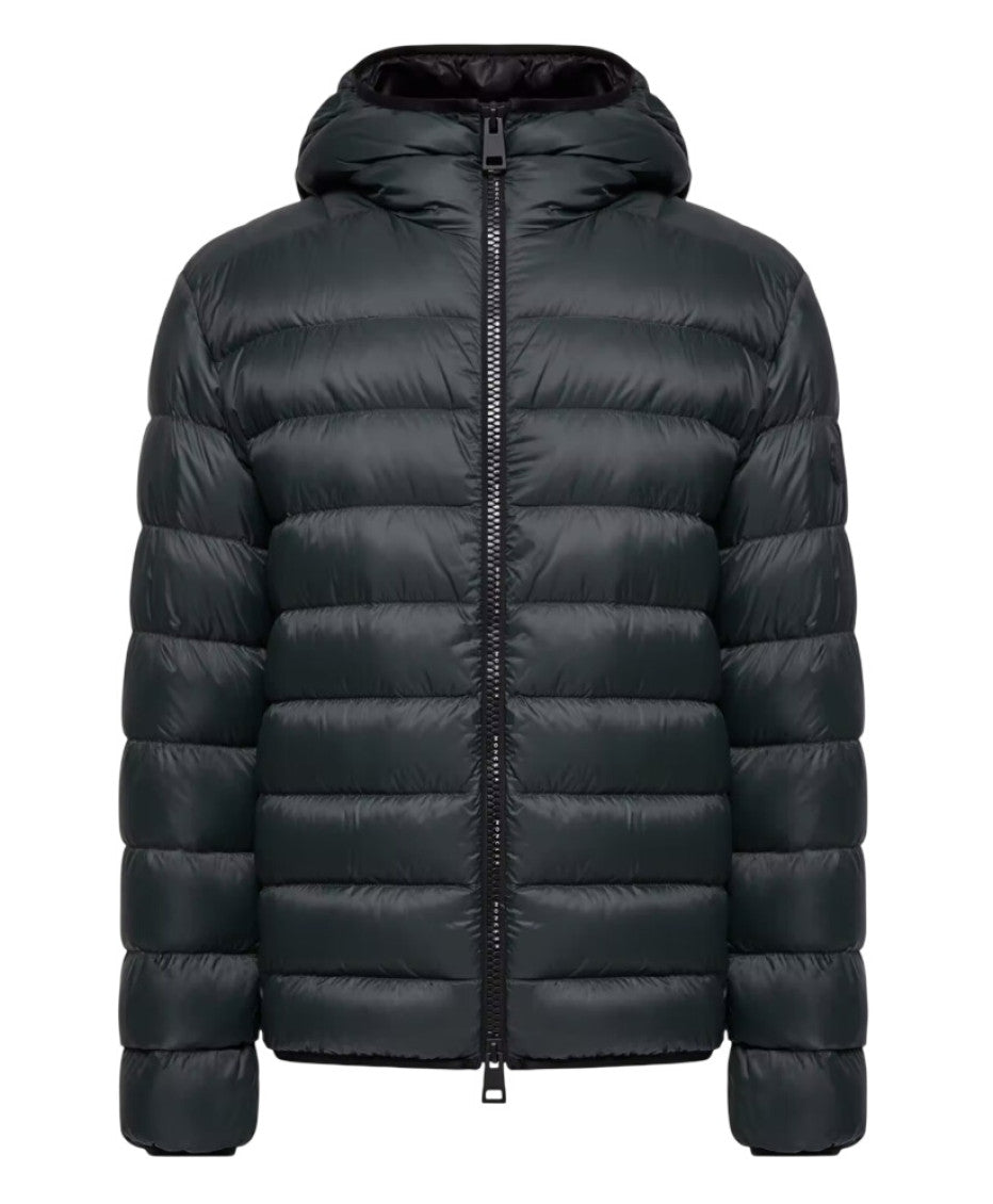 Dark Grey Quilted Hood Jacket 1
