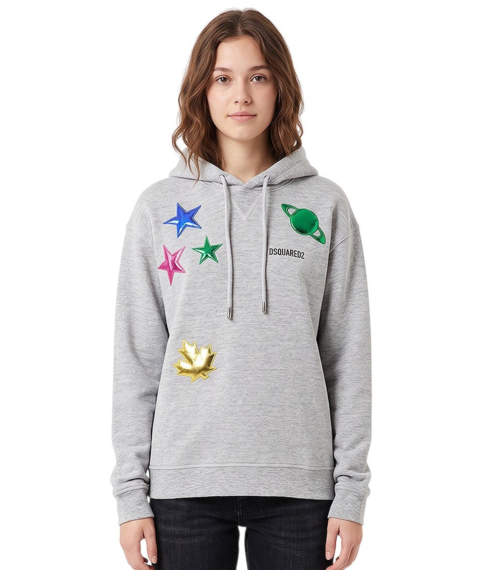 Grey Embellished Hood Sweatshirt 1