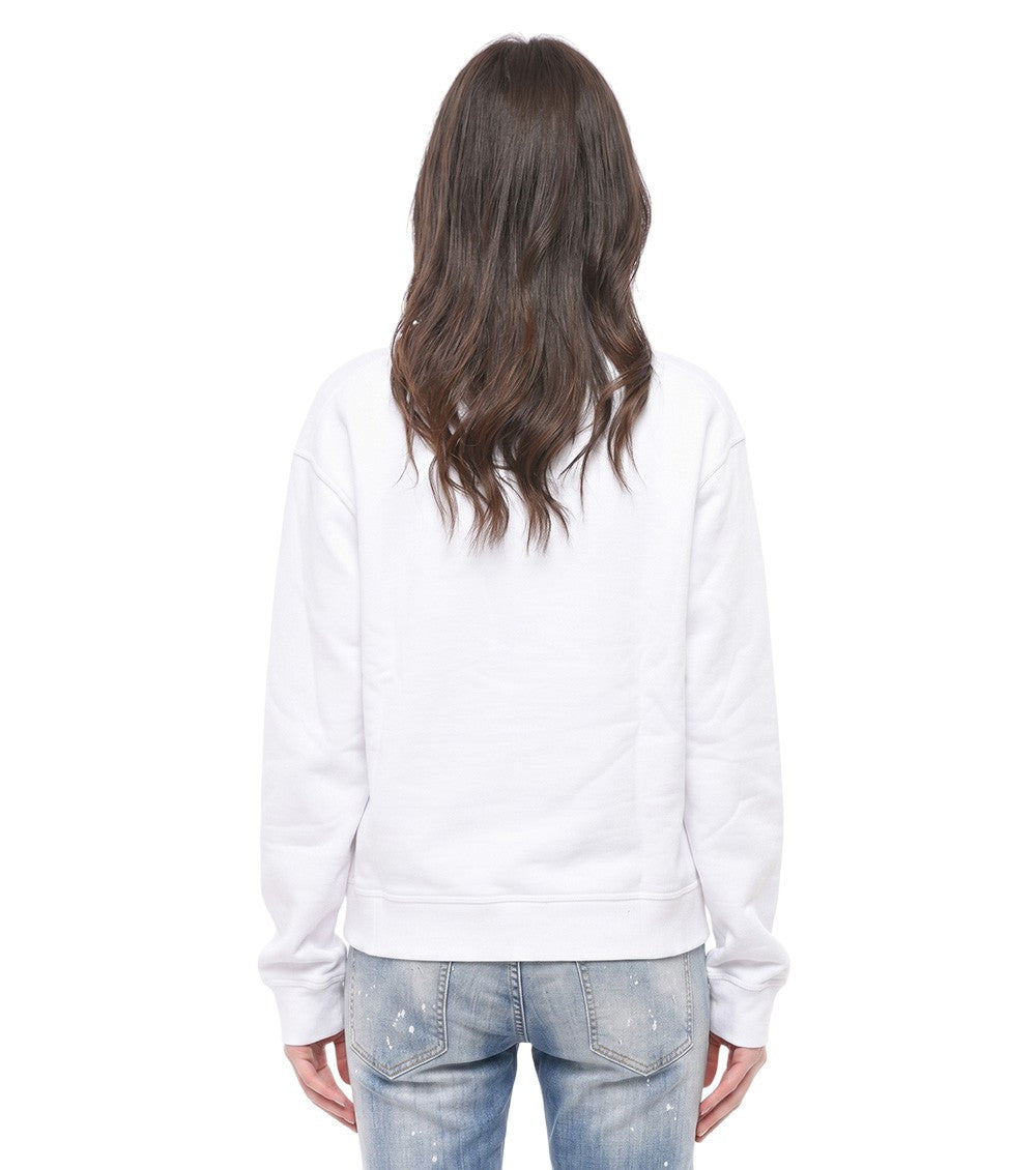 White Printed Crew Neck Sweatshirt 2
