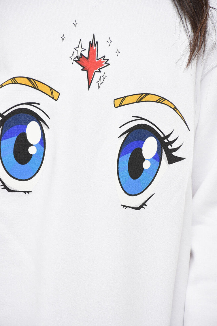 White Printed Crew Neck Sweatshirt 3
