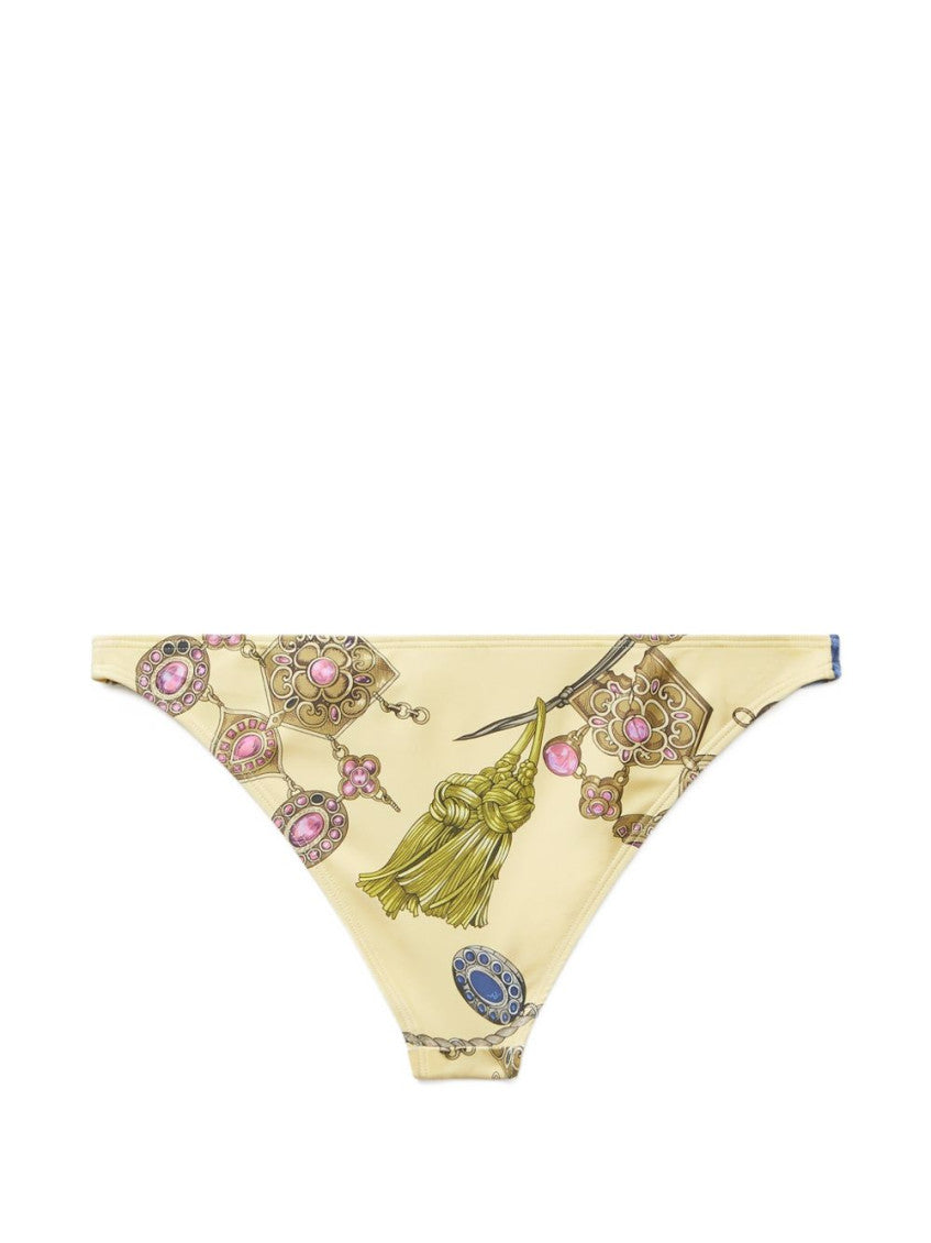 Beige Printed Bikini Bottom Swimwear 2