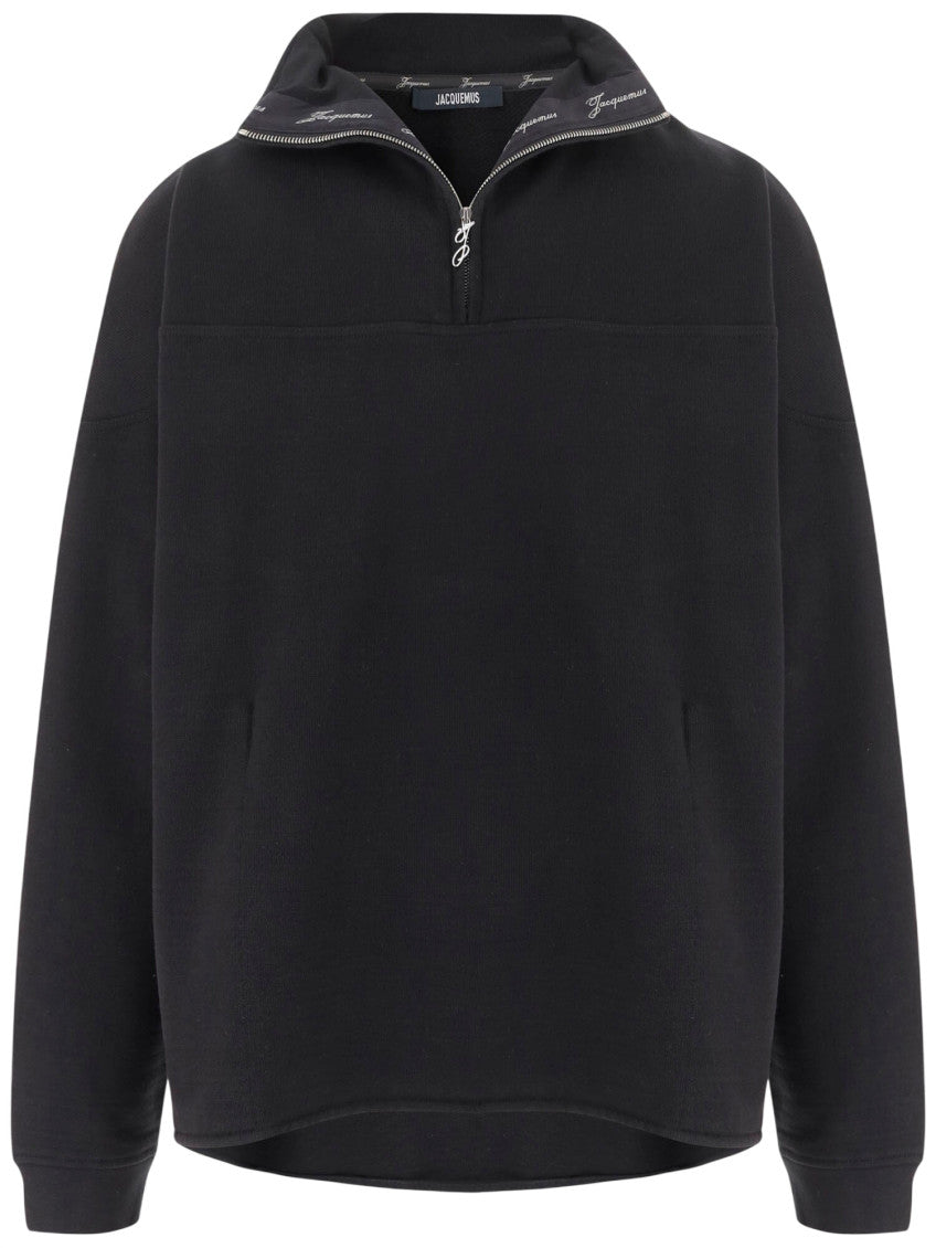Black Mock Collar  Sweatshirt 1