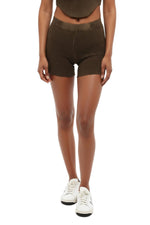 Brown Ribbed Shorts 1