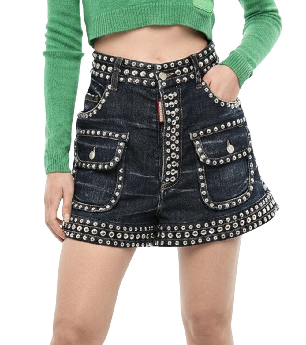 Blue Studded Shorts 1