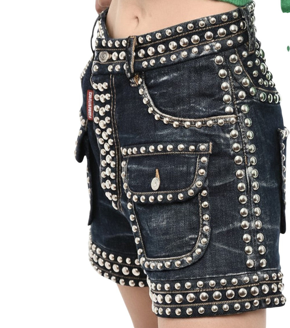 Blue Studded Shorts 2