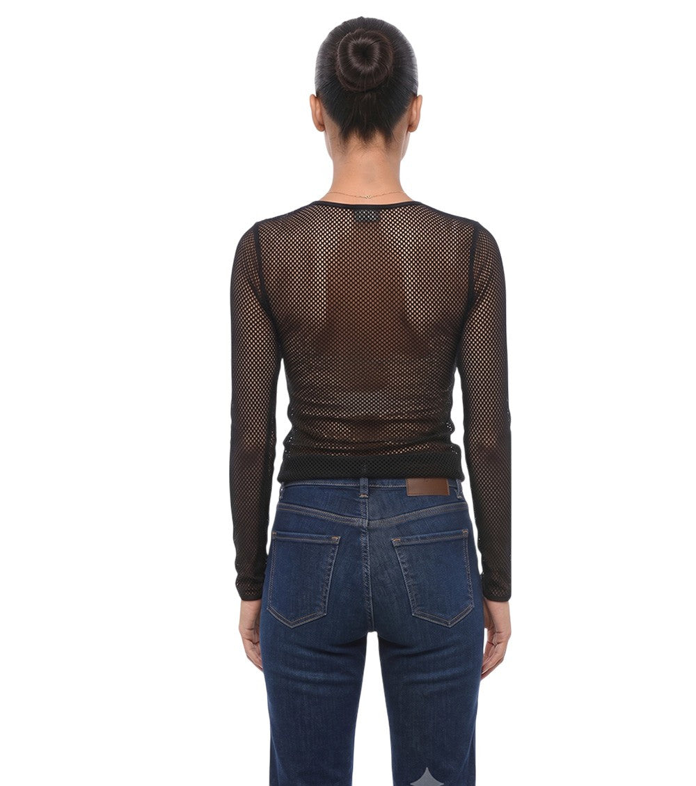 Black Graphic Crew Neck Top 2