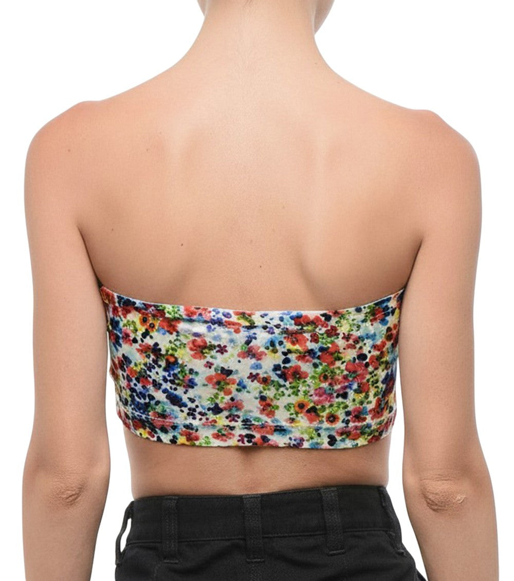 Multicolor Floral Strapless Top 2