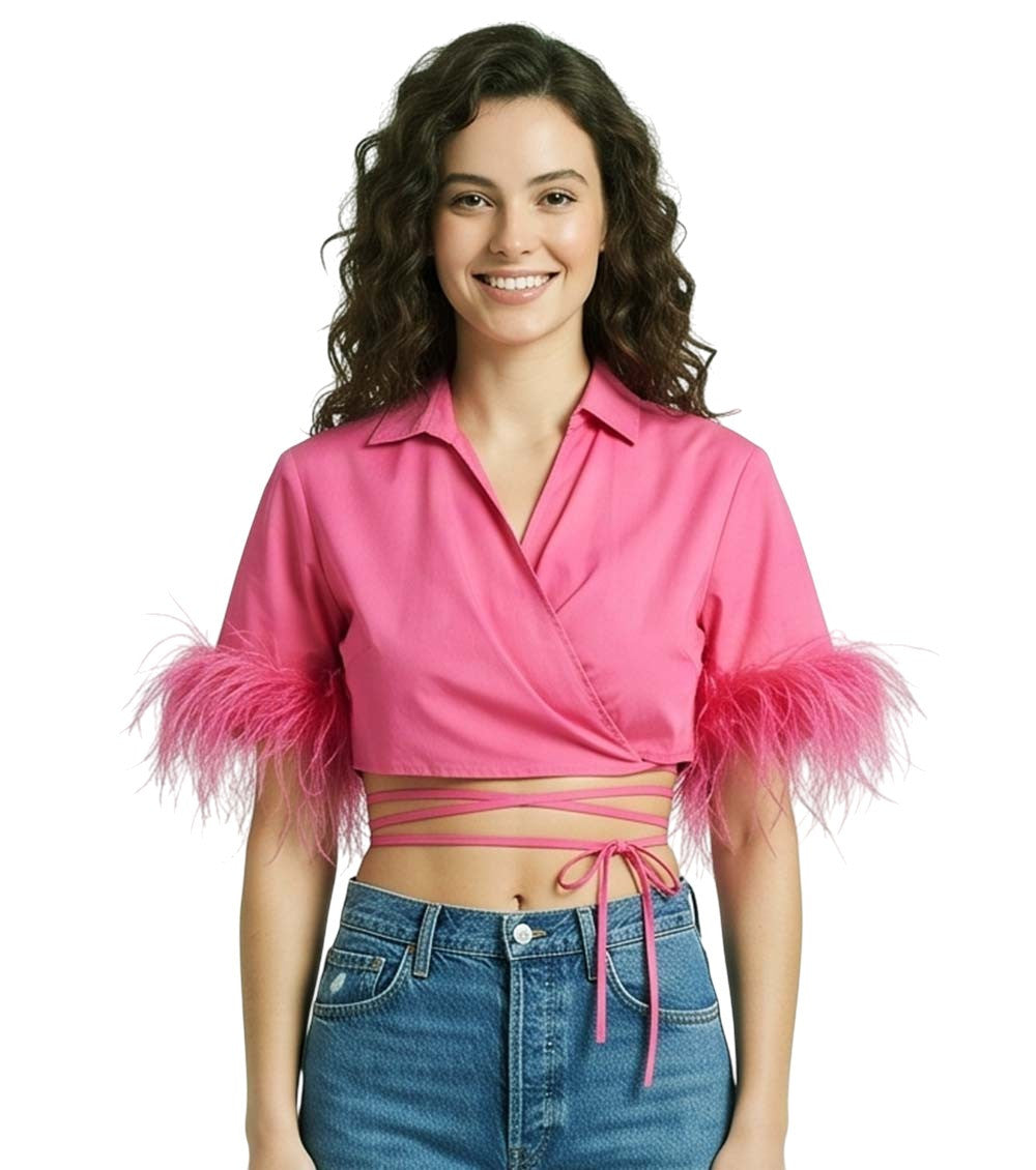 Pink Shirt Collar Top 1