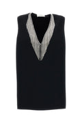 Black Embellished V Neck Top 1