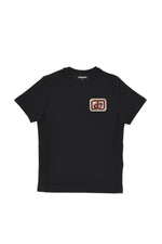 Boys Black Logo Patch T-Shirt 1