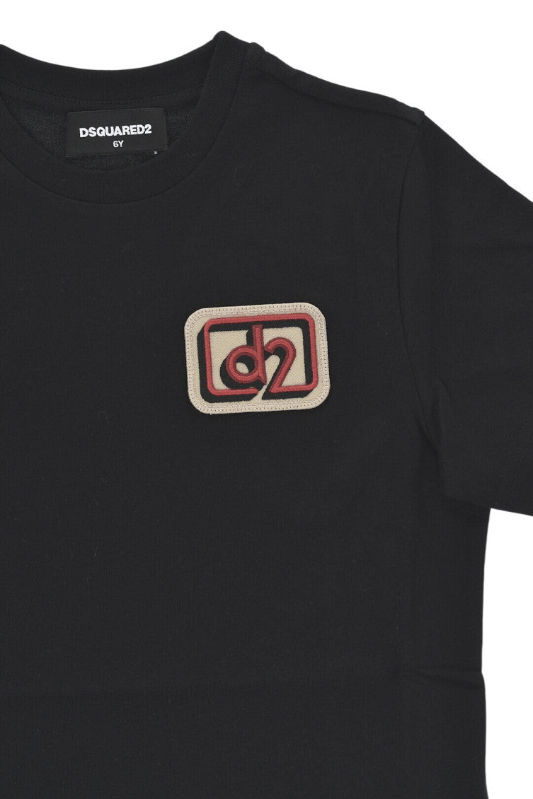 Boys Black Logo Patch T-Shirt 3