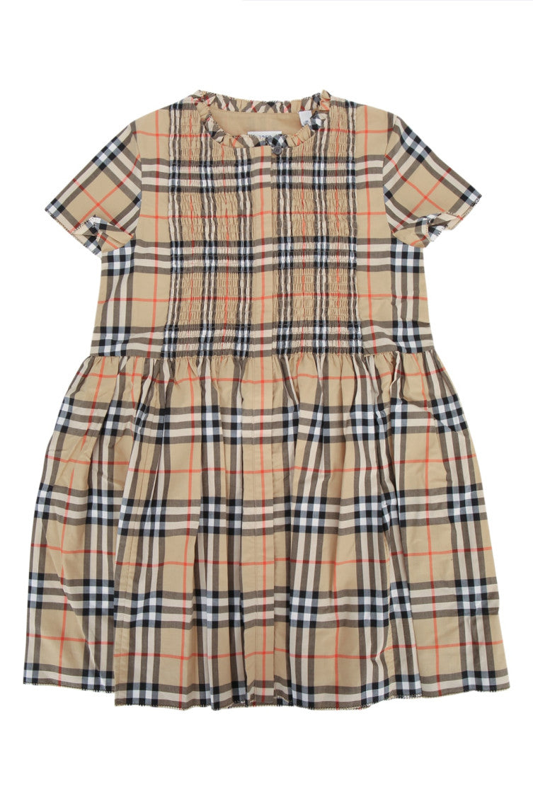 Girls Beige Checks Dress 1