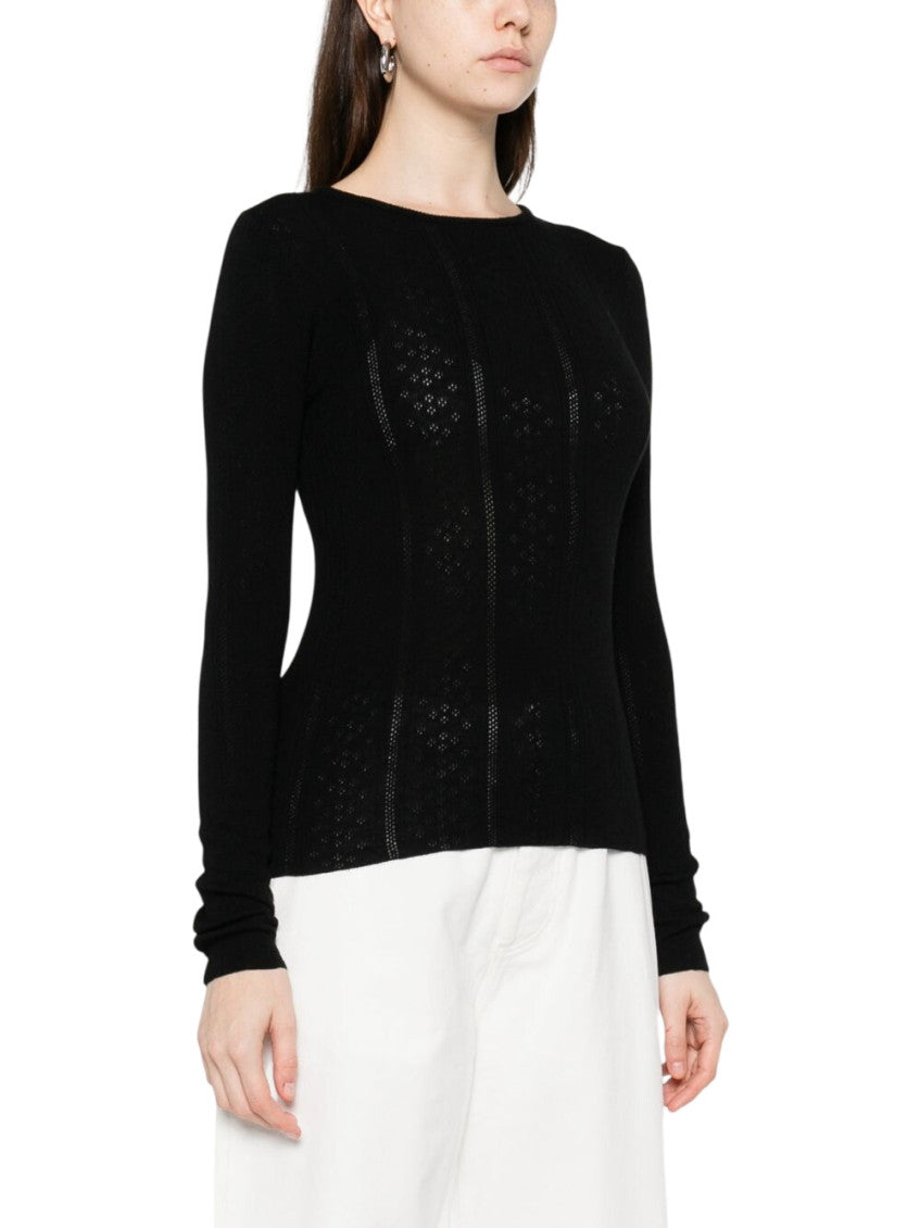 Black Knitted Round Neck Sweater 4