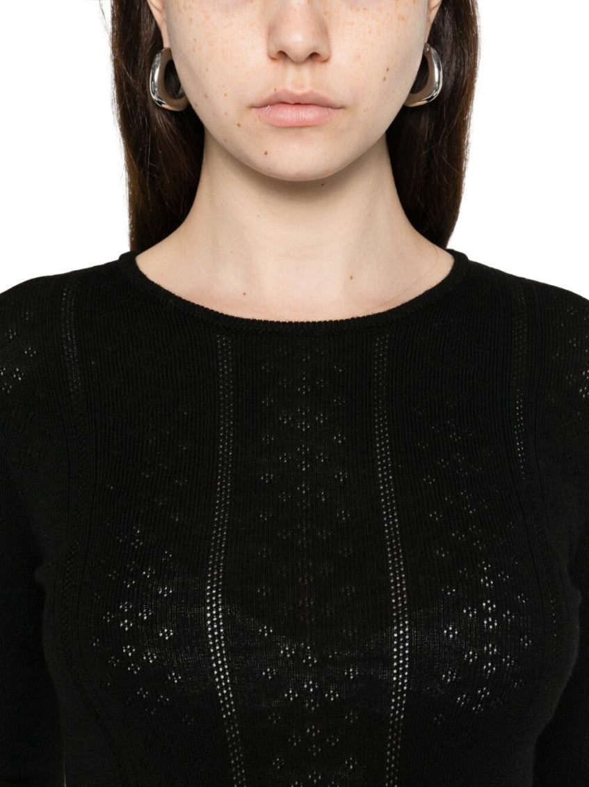 Black Knitted Round Neck Sweater 5