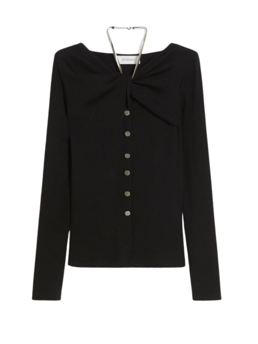 Black Boat Neck Cardigan 1