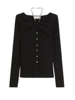 Black Boat Neck Cardigan 1