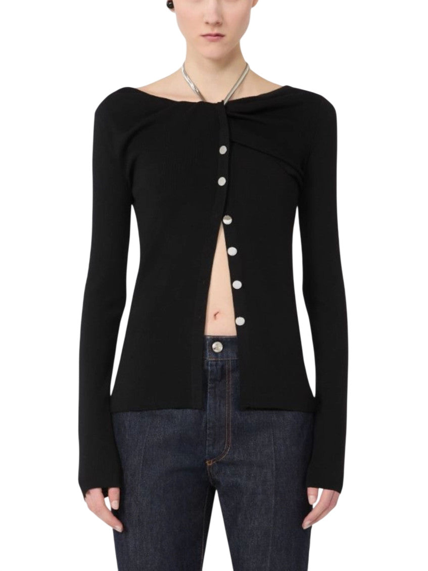 Black Boat Neck Cardigan 2