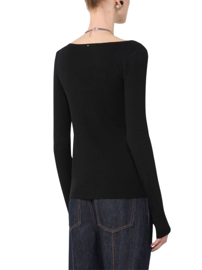 Black Boat Neck Cardigan 3